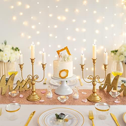 Sziqiqi Gold Candelabra Candle Holders for Wedding Christmas, 3 Arms - Image 3