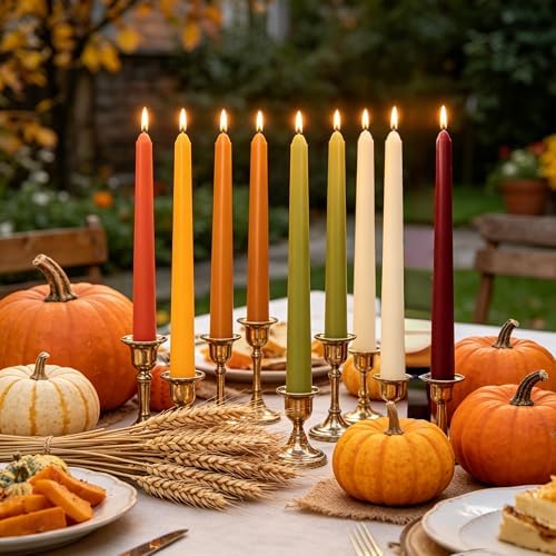 Fall Taper Candles, 10 Inch Unscented Autumn Dinner Candles - Image 5
