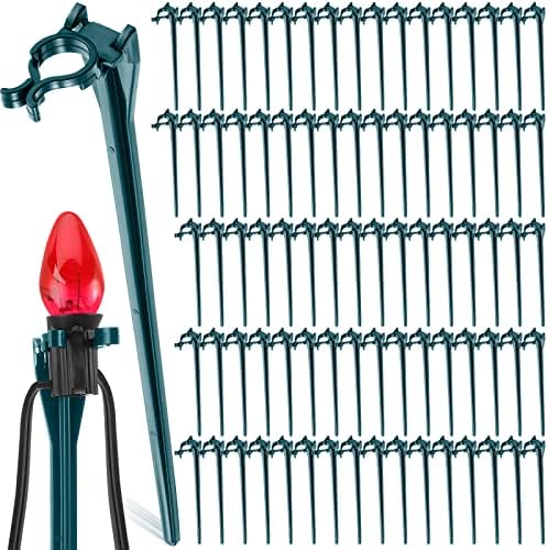 Queekay 7 Inch Christmas Light Stake for C7 C9 Yard Lawn, Green, 100 Pieces by Queekay