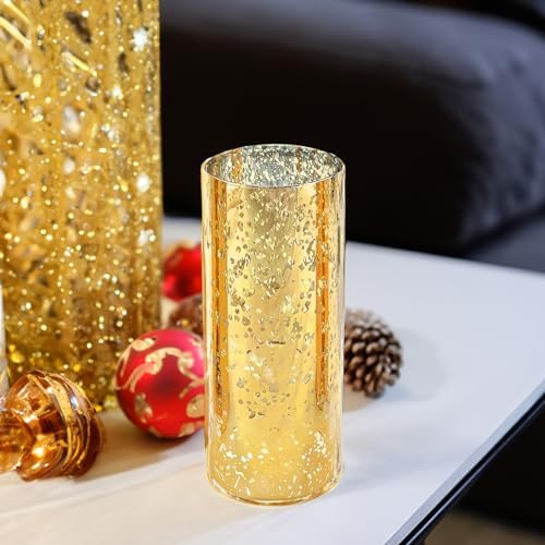 WGVI Hurricane Candle Holder Sleeve, W: 4", Ht: 10", Gold Speckled Glass Cylinder Open Both Ends, Chimney Tube Shade, 6 Pieces - Image 7
