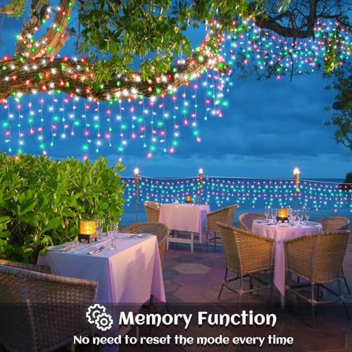 66ft Icicle Lights for Outside, Red White and Green Christmas Lights Outdoor Indoor, 640 LED Twinkle String Light with 120 Drops, Clear Wire Connectable Timer for Thanksgiving Room Home Wall Bedroom - Image 5