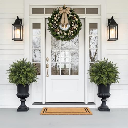 4 Pack Christmas Artificial Cedar Trees with Ground Spikes for Outdoors - Image 2