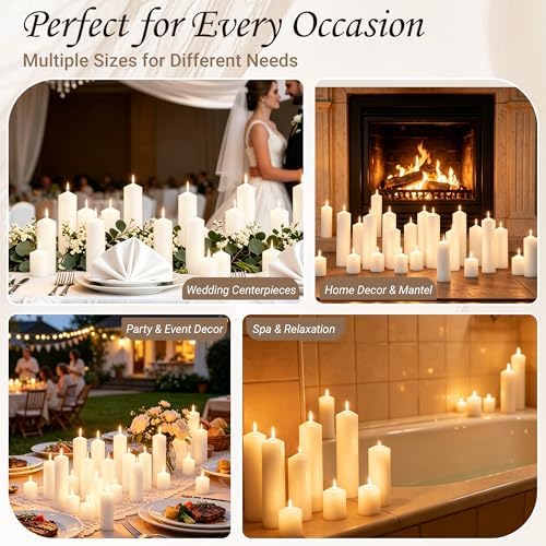 18-Pack White Pillar Candles Bulk Set, 2x3, 2x6, 2x8 Inch - Image 7
