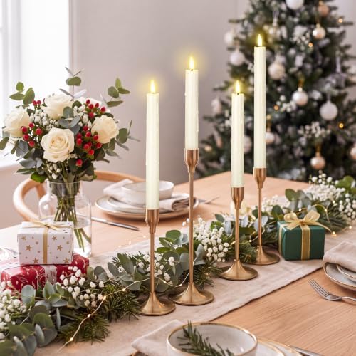 Rossesay 24 Pcs Flameless LED Taper Candles Battery Operated Candle 6.5”, 7.7”, 8.9”, 10” Flameless Candlesticks Flickering for Christmas Church Wedding Indoor Decoration(Dripping, Ivory) - Image 6