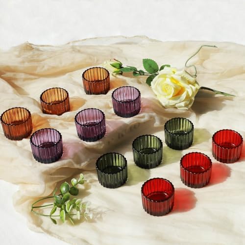 VOHO 24pcs Multicolor Votive Candle Holders for Centerpiece Decorations - Image 5
