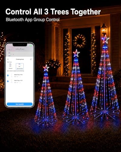 3-Piece Smart Outdoor Christmas Cone Tree Lights, 4FT 5FT 6FT - Image 2