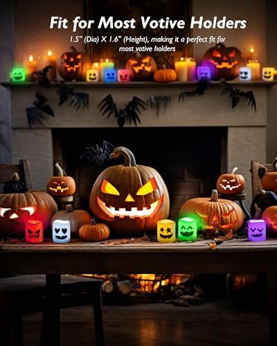 Homemory 24Pack Color Changing Halloween Flameless Candles, 200+ Hours LED Votive Candles, Battery Operated Tea Lights for Pumpkin, Party, Christmas Decor (Batteries Included) - Image 4