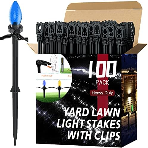 200 Pack Christmas Light Stakes 8.5"-10" for C7 and C9 String Lights,Outdoor Light Stakes, Garden, Lawn, Pathway, Patio, Path, Walkway, Christmas Decoration by koneboss