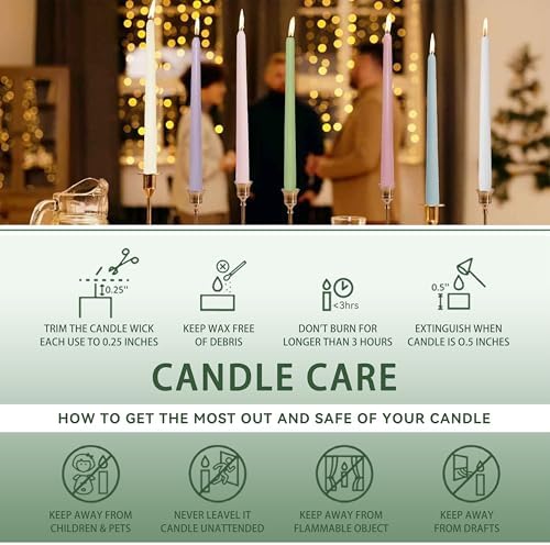 10 Inch Rustic-Chic Sage Green Taper Candles Unscented Smokeless Sage Green Taper Candles Handmade Perfect for Weddings Dinner Parties Home Décor Farmhouse & Boho Style - Image 6