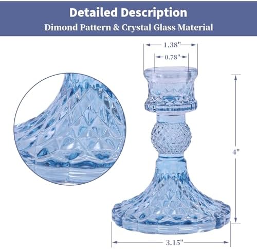 DARJEN 12Pcs 4" H Aqua Blue Candlestick Holders Set- Taper Candle Holders Bulk, Glass Candle Holders for Wedding, Party, Romantic Dinner Table Centerpieces, Festival Gifts & Windowsill Decor - Image 2