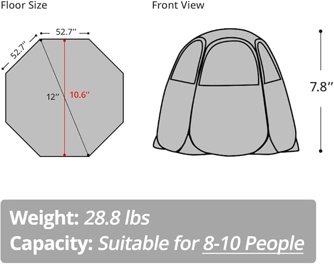 Alvantor Pop Up Screen House Tent, Instant Outdoor Gazebo with Mosquito Netting & UPF 50+ Sun Protection, Portable Canopy Shelter for Patio, Backyard, Camping (2-10 Person)