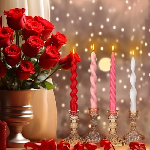 Nuanchu 4 Pcs Twisted Taper Candles,7.87 Inch,Pure,Valentines Color - Image 6