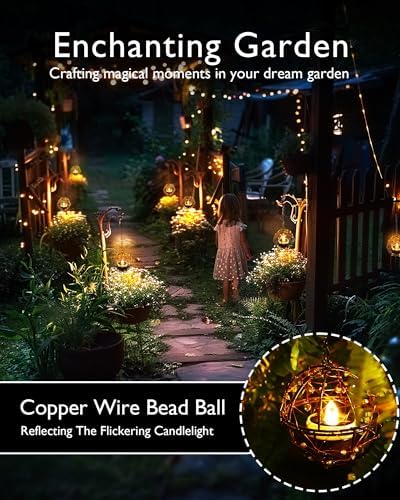 Homemory 4-Pack Beaded Solar Hanging Lanterns, Dusk to Dawn, Waterproof - Image 3