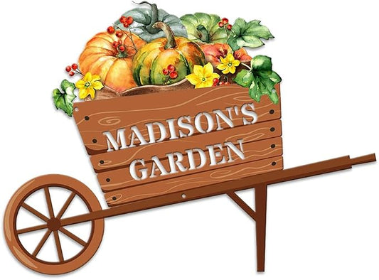 MeMate Garden Sign, Vegetable Garden Signs for Outdoor Decor, Personalized Metal Signs Garden, Customized Name Wall Art, Large Sign for She Shed Porch Deck, Personalized Outdoor Plaques