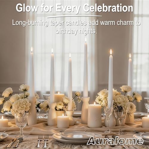 10-Inch White Taper Candles - Dripless Candlesticks Smokeless Tapered Candle Tall Unscented Long Tapered Candle Paraffin Wax with Cotton Wicks for Dinner Wedding Parties Slow Burn of 12 Pack - Image 5