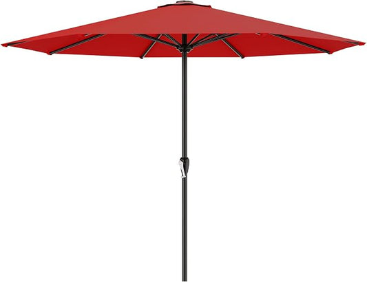 AreShark 12 FT Patio Umbrella for Outdoor, Outdoor Table Umbrella with Push Button Tilt and Crank, Outdoor Patio Umbrellas with 8 Sturdy Ribs, Patio Umbrellas for Market, Garden, Pool (Red)
