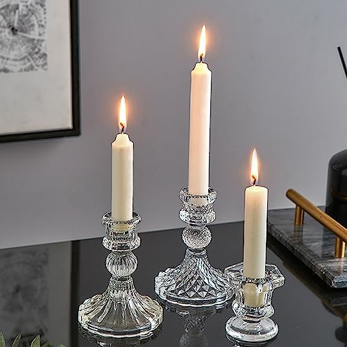 Glass Candlestick Holders Set of 6, Taper Candle Holder for Wedding Festival Christmas Party Valentine's Decor, Table Centerpieces - Image 2