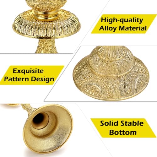 OwnMy Set of 2 Gold Taper Candle Holders Vintage Metal Candlestick Holders - Image 4