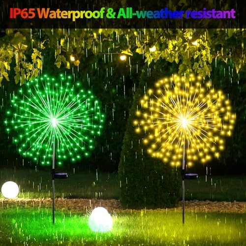 Tujoe 6 Pcs Christmas Solar Firework Stake Lights 180 LED 8 Modes Solar - Image 4