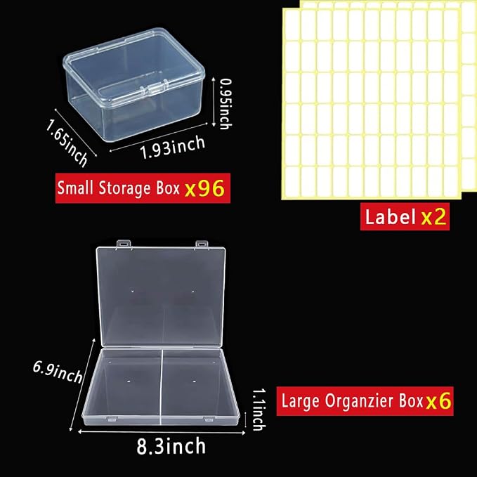 102pcs Bead Storage Containers, Bead Organizer Boxes And Craft Storage Boxes For Bracelet Making Diy Jewelry Craft Nails, Bracelets, Jewelry, Diamonds, Clay Beads, Screws(6 Pack 96pcs)