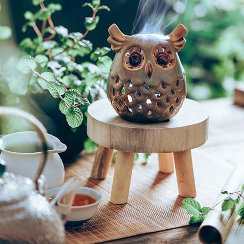 TOPZEA Set of 2 Mini Wooden Stool Display Stand, Short Boho Wood Riser Stools Small Desk Pedestal Stand for Candle, Indoor Plants, Gnome, Counter Decor - Image 7