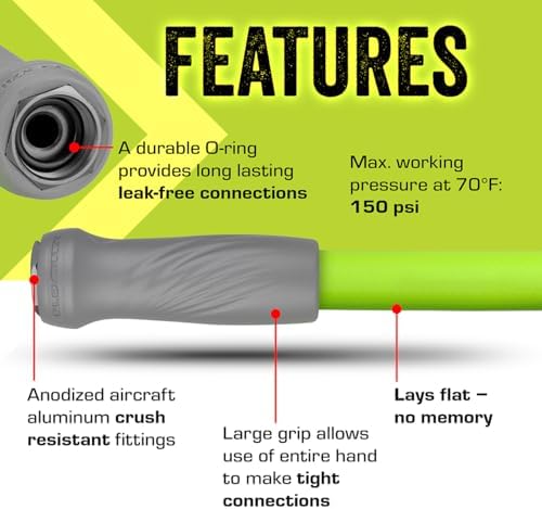 Flexzilla Garden Hose with SwivelGrip, 5/8 in. x 100 ft., Lightweight All-Weather Water Hose, Durable and Flexible, Leak-Free Connections - Image 5