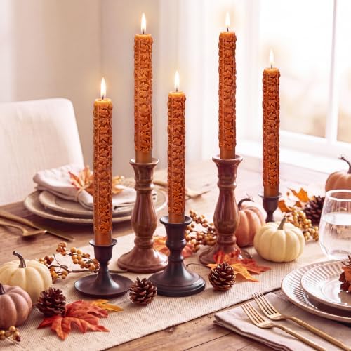Conelist 6 Pcs Fall 3D Maple Leaf Taper Candles 8.5 Inch Autumn Colorful Decorative Scented Candles Fall Home Table Centerpiece Decorations for Thanksgiving Harvest Halloween Party Decor (1 Color) - Image 4