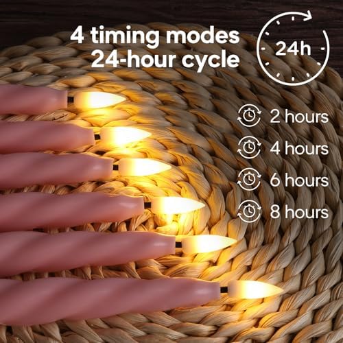 Pink Spiral Flameless Taper Candles with Remote Set of 6 - Image 5