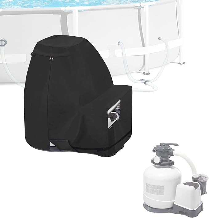 Sand Filter Pump Cover,600D Waterproof Oxford Fabric Above Ground Pool Pump Cover,Suitable for Most 8-16 Inch Sand Filter Pump on Market (Plush Lining)
