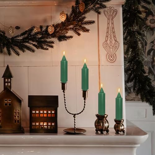Handmade Unscented Taper Candles Slow Burn Dark Green Candles 5 Inch Short Dinner Candle Sticks Smokeless for Weddings Holiday Gifts Home Decoration 4 Pcs - Image 2