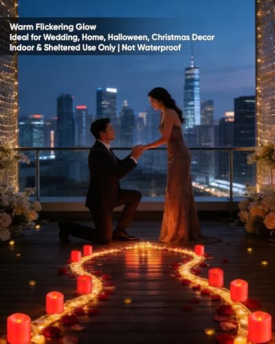 Homemory 24 Pack Red Flameless Flickering LED Votive Tealights Candles - Image 7