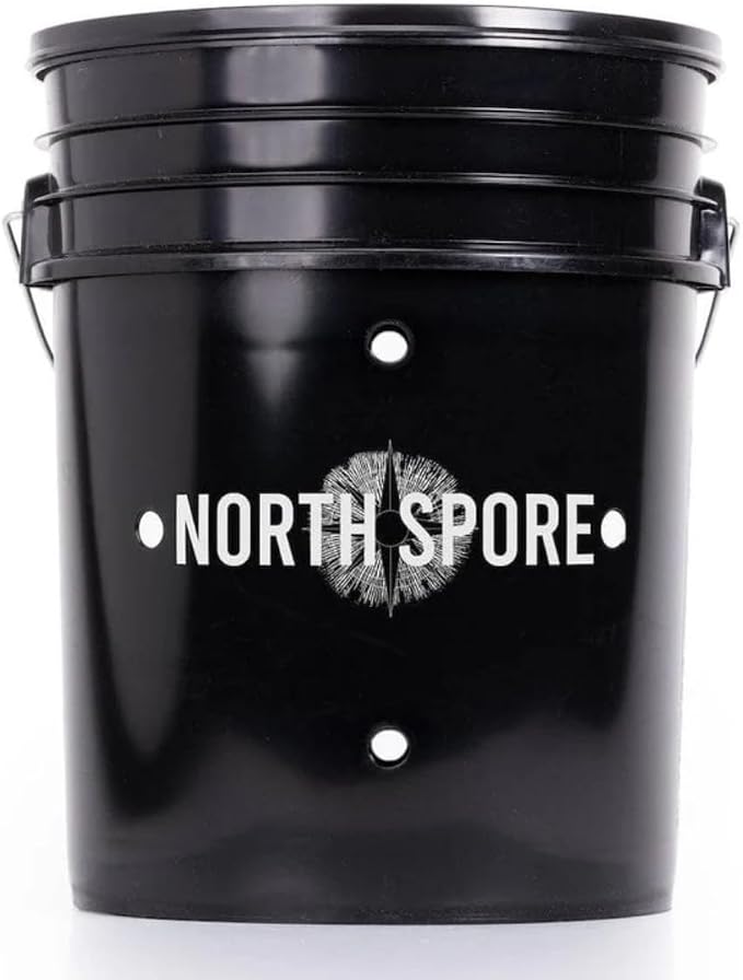 North Spore MushBucket Italian Oyster Mushroom Bucket Grow Kit | Grow Mushrooms at Home, Beginner-friendly, 3lb Organic Grain Spawn & Pesticide-free Chopped Straw, Pins in 7–10 Days