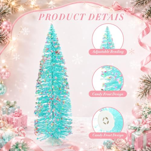 RattanView 12 PCS Pastel Mini Christmas Trees, Bottle Brush Village Decor - Image 3