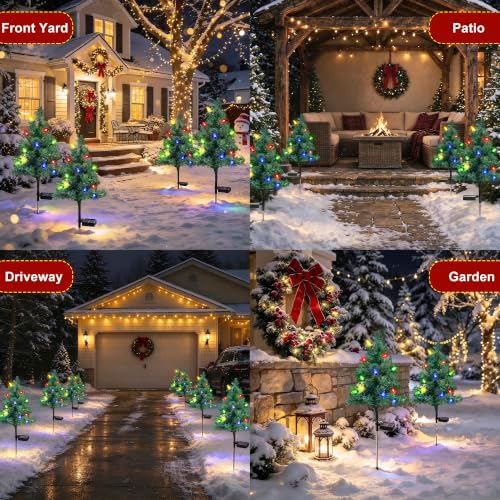 Solar Christmas Trees for Outside Decorations, Mini Pathway Lights, 4 Pack - Image 6