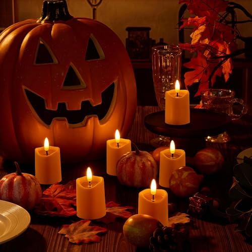 Simplelight Orange Halloween Flameless Votive Candles with Timer - Image 2