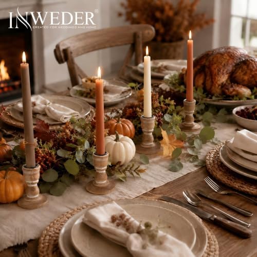 Wooden Taper Candle Holders: Rustic Farmhouse Decor, Set of 4 - Image 4