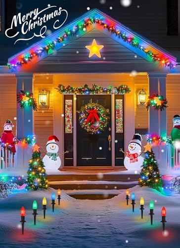 Brightown Solar C9 LED Christmas Lights - 50Ft, 40 Faceted Bulbs, Waterproof Multicolor Pathway Light for Outdoor House Decorations - Image 6