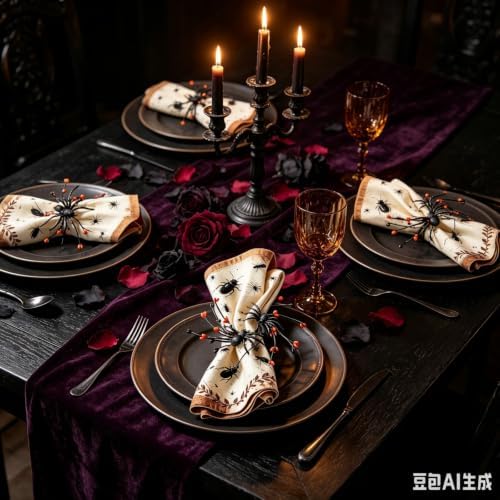 6 Pcs 1.38" Mini Halloween Taper Candle Rings Wreaths Small Artificial with Black Spiders Orange Berries Black Twigs Taper Candle Holder Wreath for Spooky Farmhouse Home Candlesticks Decor - Image 4