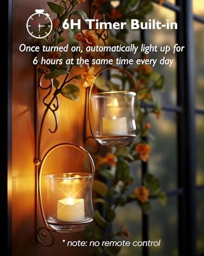 Homemory 12-Pack Battery Tea Lights with Timer Built in, Auto-On 6H Daily - Image 3