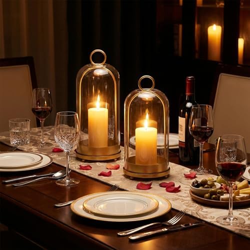 Hurricane Glass Candle Holders Set of 2-5.3"×11.8" & 3.9"×7.8" - Image 6