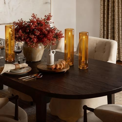 Vixdonos Glass Hurricane Candle Holder Set of 3 Modern Candlestick Holders Long Taper Candle Stand with 11.8 inch Tall Cylinder Windproof Cover for Wedding Party Table Centerpiece Outdoor - Image 6