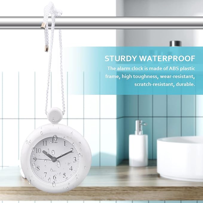 Waterproo-f Bathroom Shower Clock, Silent Analog Quartz Clock, Dual-Purpose Hanging Stand Shower Clock for Bathroom Kitchen, Easy Reading, 4.72 inch Round Size(Size:Type 1)