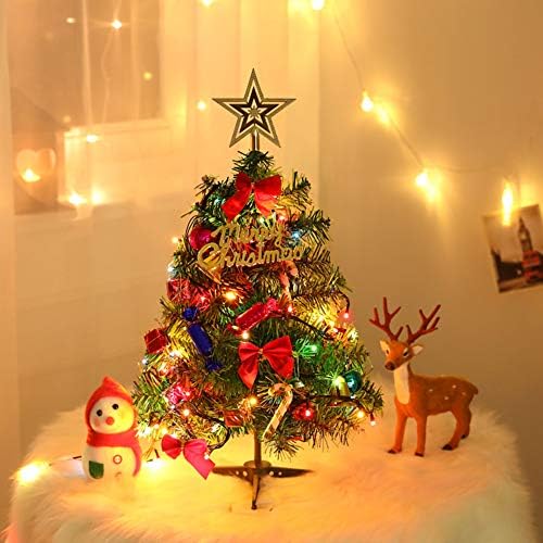 Mini Christmas Tree Small Christmas Tree with LED Lights Ornaments Tabletop Artificial Christmas Decorations Indoor Christmas Decor 24"/60cm - Image 2