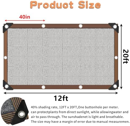 12'x20' Shade Cloth -for Garden Plants,40% Sunblock Shade Neting for Outdoor Greenhouse Patio Lawn Plant Sun Shade Cloths for Kennel Chicken Coop Easier to Hang Shade Net Cover - Image 2