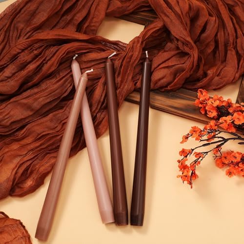 MTLEE 32 Pcs 10 Inch Long Taper Candle Stick Smokeless, Gradient Brown - Image 4