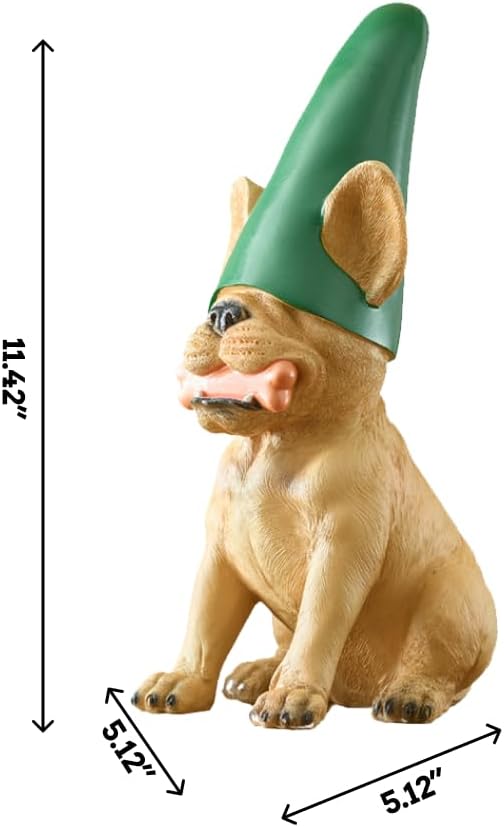 Frenchie Gnome - Beige Frenchie Statue | Cute French Bulldog Decor Garden Gnome