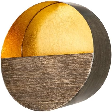 Luxury Metal Wall Candle Sconces – Large Handcrafted Wall-Mounted Tealight Candle Holders with Gold Leaf Interior – Modern & Rustic Home Décor for Living Room, Hallway – 11.8" Bronze Single Piece by Arborus