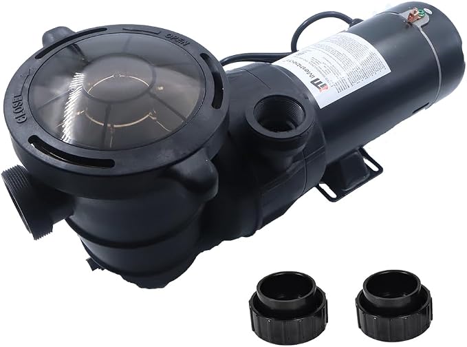 iMeshbean 2HP Modern Industrial Black Pool Pump, 110V-120V, 5400GPH, Self-Priming, Above & In-Ground Pools, Seawater Pools