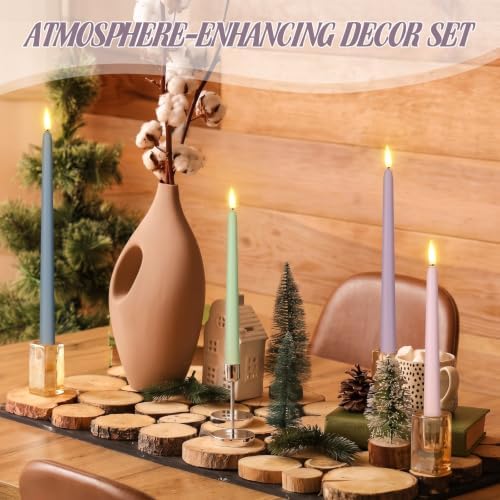 Rossesay 16 Pcs Morandi Flameless Taper Candle with Remote Timer Bulk - Image 5