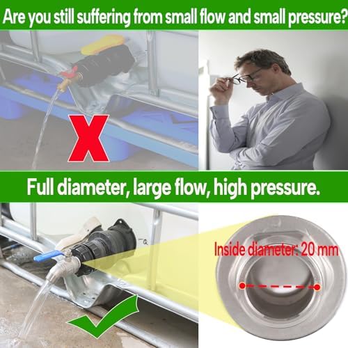 3-Size IBC Tote Adapter, 275-330 Gallon IBC Tote Adapter 2.44" Fine, 2" Fine and 2" Coarse Thread + 304 Stainless Steel 3/4" Garden Hose Faucet for Garden Hose Connectors - Image 3